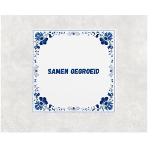 Spreuk tegel 15x15cm Samen gegroeid