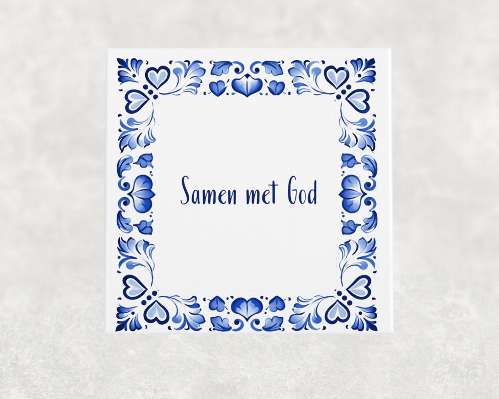 Spreuk Tegel 15X15 Cm Samen Met God Spreuk tegel 15x15cm Samen met God