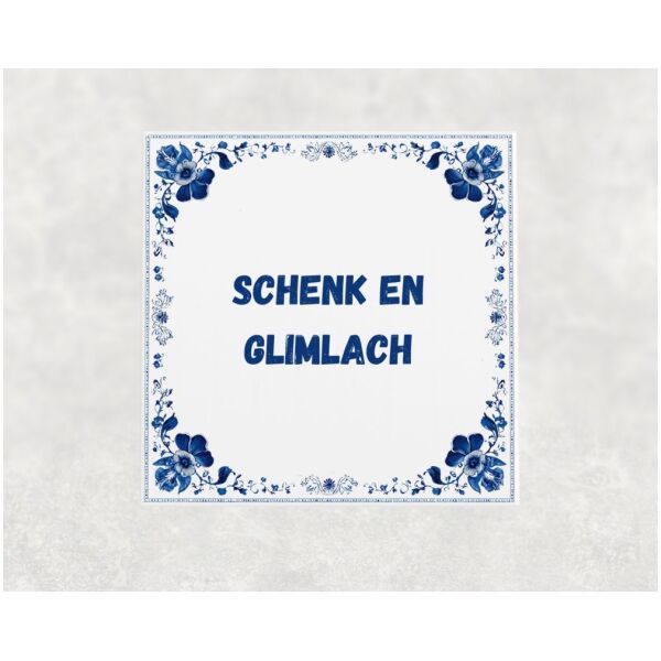 Spreuk tegel 15x15cm Schenk en glimlach