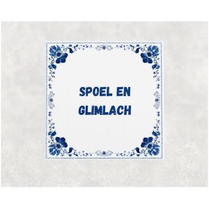 Spreuk tegel 15x15cm Spoel en glimlach