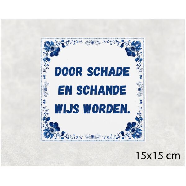 Spreuk Tegel 15X15 Cm Door Schade En Schande Wijs Worden Spreuk tegel 15x15cm Door schade en schande wijs worden
