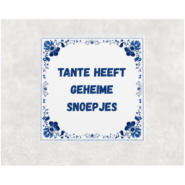 Spreuk tegel 15x15cm Tante heeft geheime snoepjes