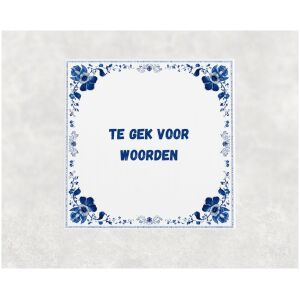 Spreuk tegel 15x15cm Te gek voor woorden