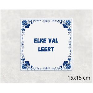 Spreuk tegel 15x15cm Elke val leert