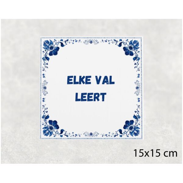 Spreuk Tegel 15X15 Cm Elke Val Leert Spreuk tegel 15x15cm Elke val leert