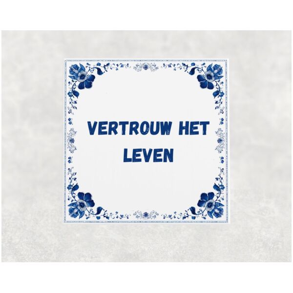 Spreuk tegel 15x15cm Vertrouw het leven