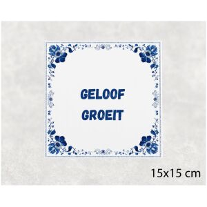 Spreuk tegel 15x15cm Geloof groeit
