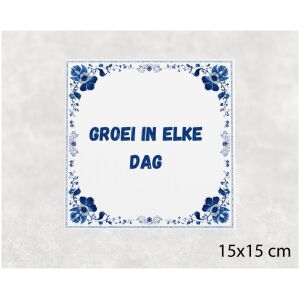 Spreuk tegel 15x15cm Groei in elke dag