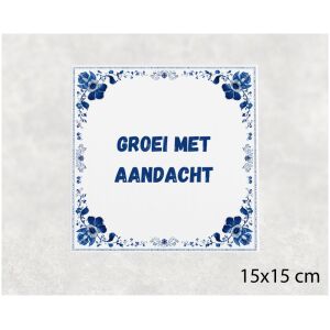 Spreuk tegel 15x15cm Groei met aandacht