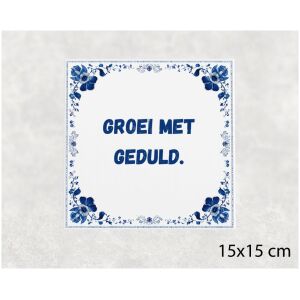 Spreuk tegel 15x15cm Groei met geduld