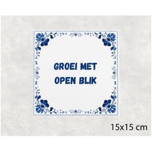 Spreuk tegel 15x15cm Groei met open blik