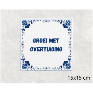 Spreuk tegel 15x15cm Groei met overtuiging