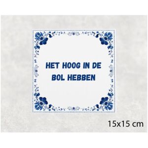 Spreuk tegel 15x15cm Het hoog in de bol hebben