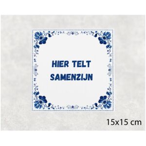 Spreuk tegel 15x15cm Hier telt samenzijn