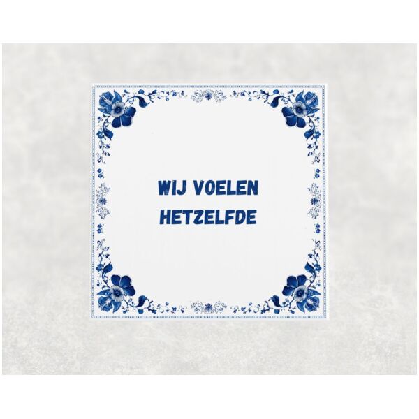 Spreuk Tegel 15X15 Cm Wij Voelen Hetzelfde Spreuk tegel 15x15cm Wij voelen hetzelfde