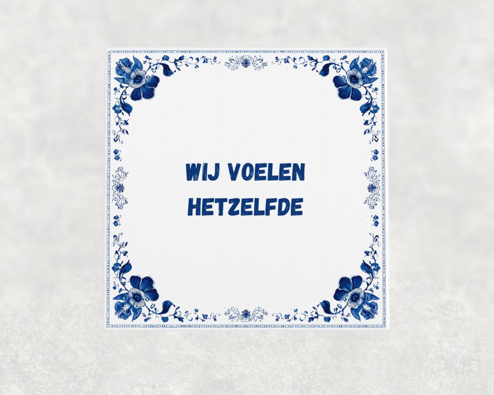 Spreuk Tegel 15X15 Cm Wij Voelen Hetzelfde Spreuk tegel 15x15cm Wij voelen hetzelfde