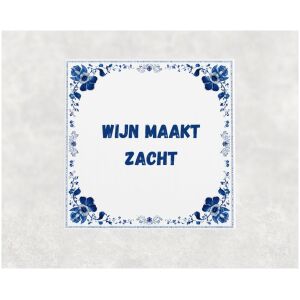 Spreuk tegel 15x15cm Wijn maakt zacht
