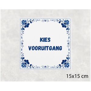 Spreuk tegel 15x15cm Kies vooruitgang