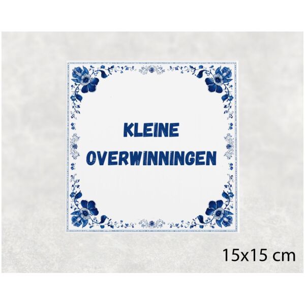 Spreuk tegel 15x15cm Kleine overwinningen